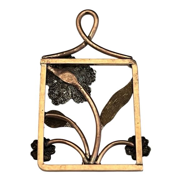 Vintage Gold Filled Pendant Floral Enamel Art Nouveau 7S - Picture 3 of 5